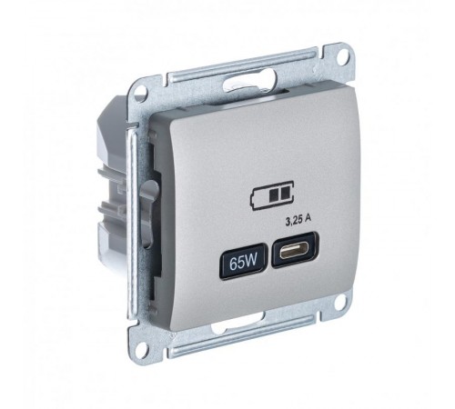 Glossa Платина USB Розетка тип-C 65W высокоскор.заряд. QC PD  GSL001227  SE
