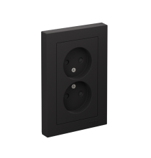 AtlasDesign Карбон Розетка без заземления двойная, со шторками,16А, (в сборе с рамкой)  ATN001022  SE