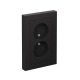 AtlasDesign Карбон Розетка без заземления двойная, со шторками,16А, (в сборе с рамкой)  ATN001022  SE