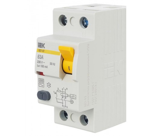 Выключатель дифференциальный (УЗО) ВД1-63 2п 63А 100мА тип AC  MDV10-2-063-100  IEK