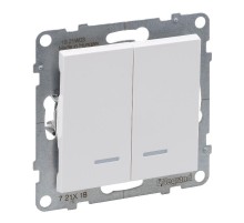 SUNO Переключатель двухклавишный 10АХ 250В с подсветкой. Цвет "Белый"  721118  Legrand