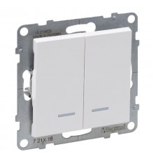 SUNO Переключатель двухклавишный 10АХ 250В с подсветкой. Цвет "Белый"  721118  Legrand