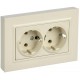 BRITE Розетка 2-местная с заземлением без защитных шторок плоская 16А в сборе РСПл12-3-БрКр бежевый   BR-R27-16-K10-F  IEK