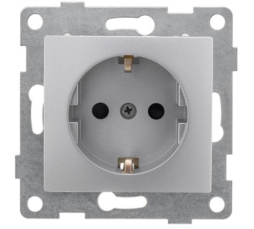 Bravo Розетка 1-ой с/з с з/ш, СУ , 16А, 250В, серебро  С10Р4-004  GUSI Electric