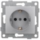 Bravo Розетка 1-ой с/з с з/ш, СУ , 16А, 250В, серебро  С10Р4-004  GUSI Electric