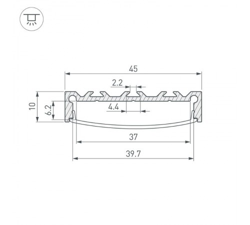 Профиль LINE-4510-2000 ANOD (Arlight, Алюминий)  049248  Arlight