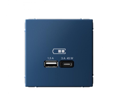 ArtGallery Аквамарин Розетка USB A + тип-C 45Вт высокоскор.заряд. QC, PD, механизм  GAL001129  SE