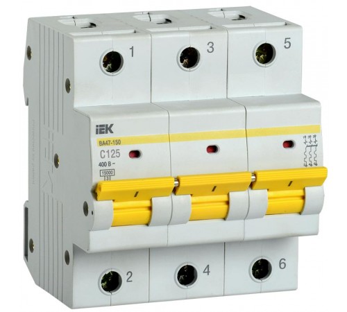 Выключатель автоматический трехполюсный ВА47-150 125А C 15кА KARAT  MVA50-3-125-C  IEK