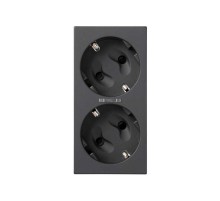 Simon CIMA 500 Розетка дв. 2P+E Schuko, шторки, индикатор, 16А 250В, клеммы: зажим+винт, 50х100мм, 500 CIMA, графит  50010472-038  Simon