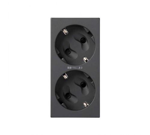 Simon CIMA 500 Розетка дв. 2P+E Schuko, шторки, индикатор, 16А 250В, клеммы: зажим+винт, 50х100мм, 500 CIMA, графит  50010472-038  Simon