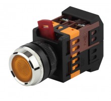 Кнопка управления  ABLFS-22 желтый d22мм неон/240В 1з+1р (10/400/3200)  Б0045655  ЭРА