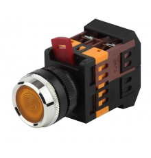 Кнопка управления  ABLFS-22 желтый d22мм неон/240В 1з+1р (10/400/3200)  Б0045655  ЭРА