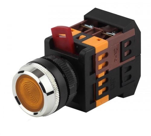 Кнопка управления  ABLFS-22 желтый d22мм неон/240В 1з+1р (10/400/3200)  Б0045655  ЭРА