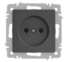 Розетка Intro Accent 6-201-07 , 2P, 16А-250В, IP20, СУ, графит  Б0063669  Intro