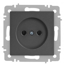 Розетка Intro Accent 6-201-07 , 2P, 16А-250В, IP20, СУ, графит  Б0063669  Intro