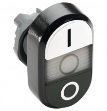 Кнопка двойная MPD6-11С (белая/черная) прозрачная линза с тексто м (I/O)  1SFA611135R1108  ABB