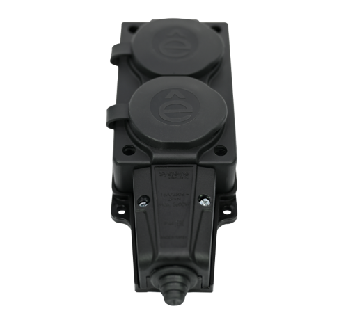 Колодка 2 гнезда 2К+З каучуковая 16А/250В IP44 Чёрная MultiSet  MST4102BK  SE