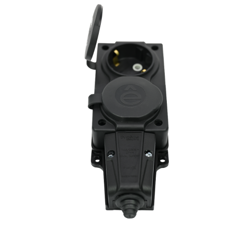 Колодка 2 гнезда 2К+З каучуковая 16А/250В IP44 Чёрная MultiSet  MST4102BK  SE