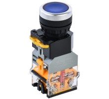 Кнопка D8-11D d=22мм 1з+1р с подсветкой синяя  BBT30-11D-3-12-K07  IEK