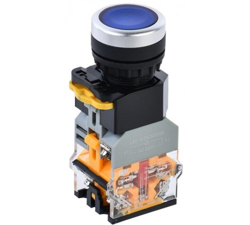 Кнопка D8-11D d=22мм 1з+1р с подсветкой синяя  BBT30-11D-3-12-K07  IEK