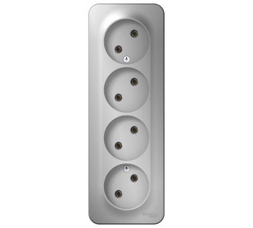 Blanca Алюминий О/У с изолирующей пластиной Розетка 4-ая без заземления без шторок 16А, 250В  BLNRA000413  SE