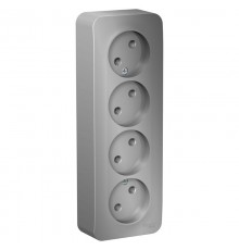 Blanca Алюминий О/У с изолирующей пластиной Розетка 4-ая без заземления без шторок 16А, 250В  BLNRA000413  SE