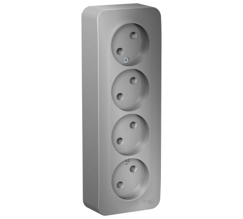 Blanca Алюминий О/У с изолирующей пластиной Розетка 4-ая без заземления без шторок 16А, 250В  BLNRA000413  SE