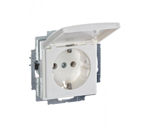ABB Basic 55 Альп. белый Розетка с/з с крышкой  2018-0-0350   2CKA002018A0350  ABB