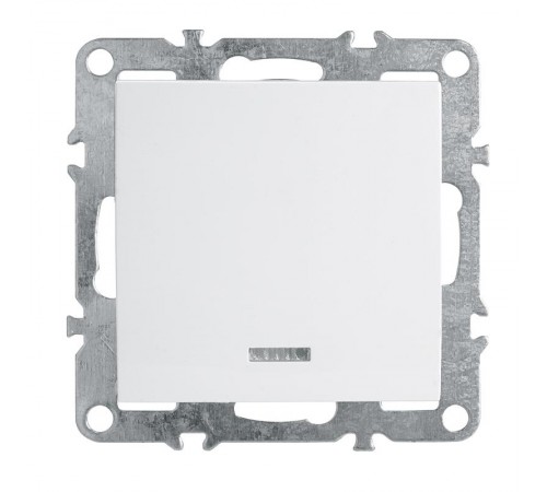 PSW10-9101-01 Выключатель 1-клавишный c индикатором (механизм), 250В, 10А, серия Эрна, белый  39309  STEKKER