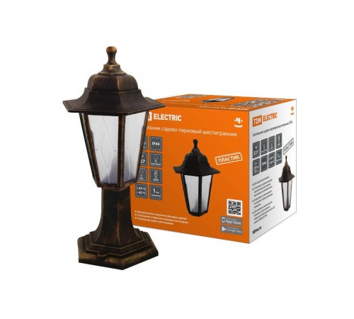 Светильник садово-парковый НТУ 06-60-001 шестигранник, стойка, пластик, расс.пластик, бронза  SQ0330-0772  TDM