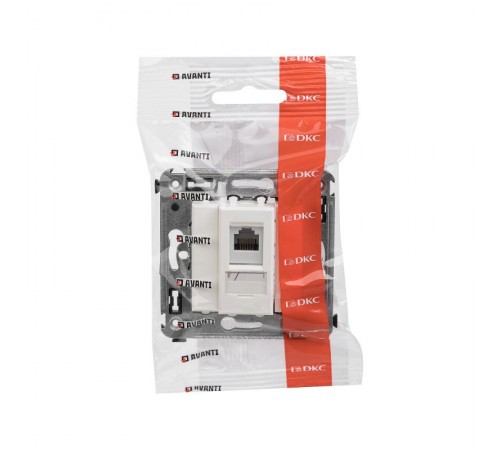 Розетка телефонная в стену одинарная, "Avanti", "Белое облако"  4400313  DKC