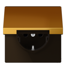 Штепсельная розетка SCHUKO 16A 250V~ с откидной крышкой; металл цвета золота  GO1520KL  Jung