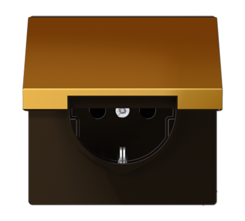 Штепсельная розетка SCHUKO 16A 250V~ с откидной крышкой; металл цвета золота  GO1520KL  Jung