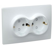 КВАРТА Белый Розетка 2-местная с заземлением со шторкой керамическая 16А РСш12-3-КБ ERK24-K01-16-K  GENERICA