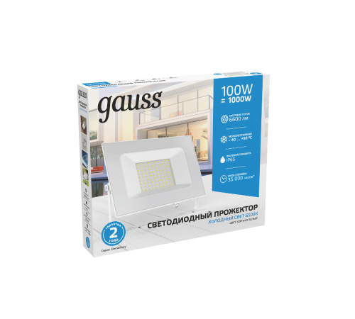 Прожектор светодиодный 100W 7000lm IP65 6500К белый  613120300  Gauss