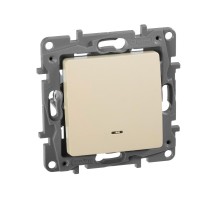 Etika Слоновая кость Переключатель с подсветкой, 10А, автозажимные клеммы  672315  Legrand