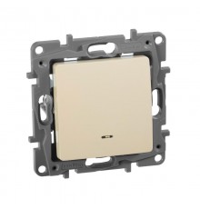 Etika Слоновая кость Переключатель с подсветкой, 10А, автозажимные клеммы  672315  Legrand