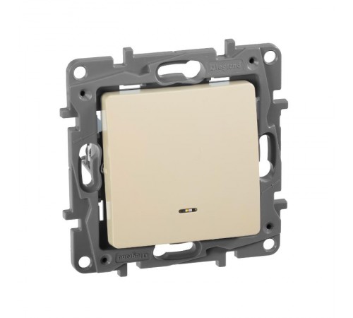 Etika Слоновая кость Переключатель с подсветкой, 10А, автозажимные клеммы  672315  Legrand