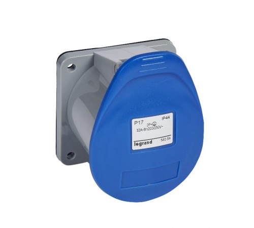 Встраиваемая прямая розетка с уменьшенным фланцем - P17 Tempra Pro - IP 44 - 200/250 В~ - 32 A - 2К+З  058054  Legrand
