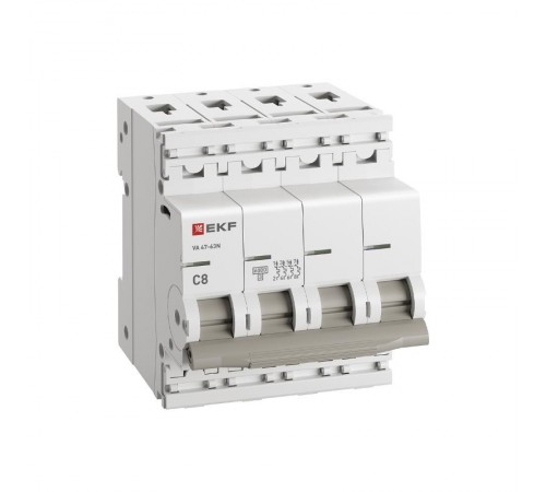 Выключатель автоматический четырёхполюсный 8А (C) 6кА ВА 47-63N PROxima M636408C  EKF