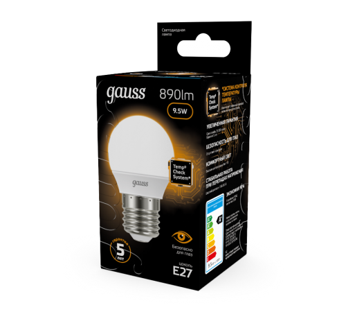 Лампа светодиодная Black LED Шар E27 9.5W 890lm 3000K  105102110  Gauss