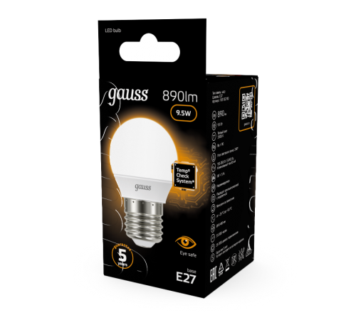 Лампа светодиодная Black LED Шар E27 9.5W 890lm 3000K  105102110  Gauss