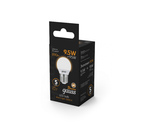 Лампа светодиодная Black LED Шар E27 9.5W 890lm 3000K  105102110  Gauss