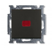 ABB Basic 55 Шато (чёрный) Выключатель кнопочный 1-клавишный, с линзой, без лампы, НО контакт  1413-0-1096   2CKA001413A1096  ABB