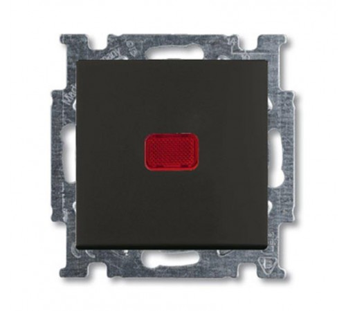 ABB Basic 55 Шато (чёрный) Выключатель кнопочный 1-клавишный, с линзой, без лампы, НО контакт  1413-0-1096   2CKA001413A1096  ABB