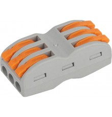 Клемма СМК с пастой NO-224-44 с рычагом 6 отверстий 0,5-2.5мм2 (уп.50 шт)  Б0057073  ЭРА