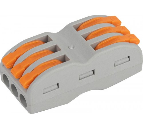 Клемма СМК с пастой NO-224-44 с рычагом 6 отверстий 0,5-2.5мм2 (уп.50 шт)  Б0057073  ЭРА