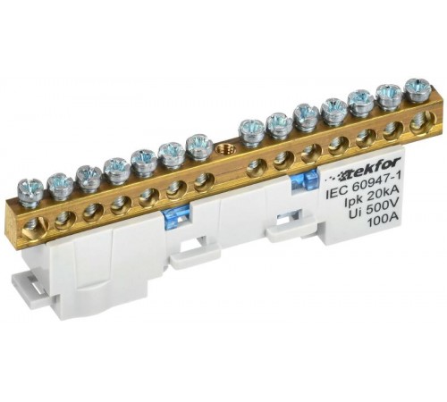 TEKFOR Шина N "ноль" неизолированная на универсальном держателе 6х9-14-С  TF-NN10-14-DL-K07  IEK