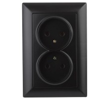 Розетка Intro Solo 4-204-05 без заземления двойная 16А-250В, IP20, СУ, антрацит  Б0053670  Intro