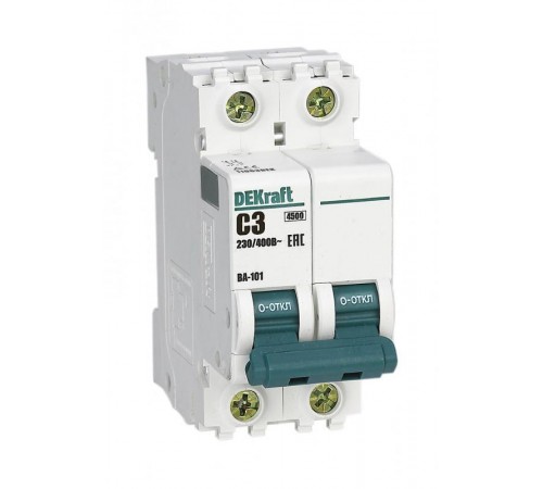 Выключатель автоматический двухполюсный ВА-101 3А C 4,5кА  11063DEK  DEKraft